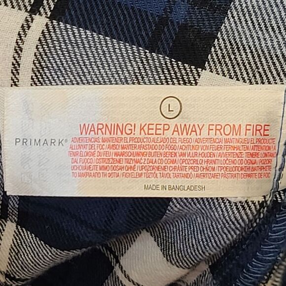 Primark Men's Blue Plaid Cotton Pajama Pants L - Picture 8 of 11